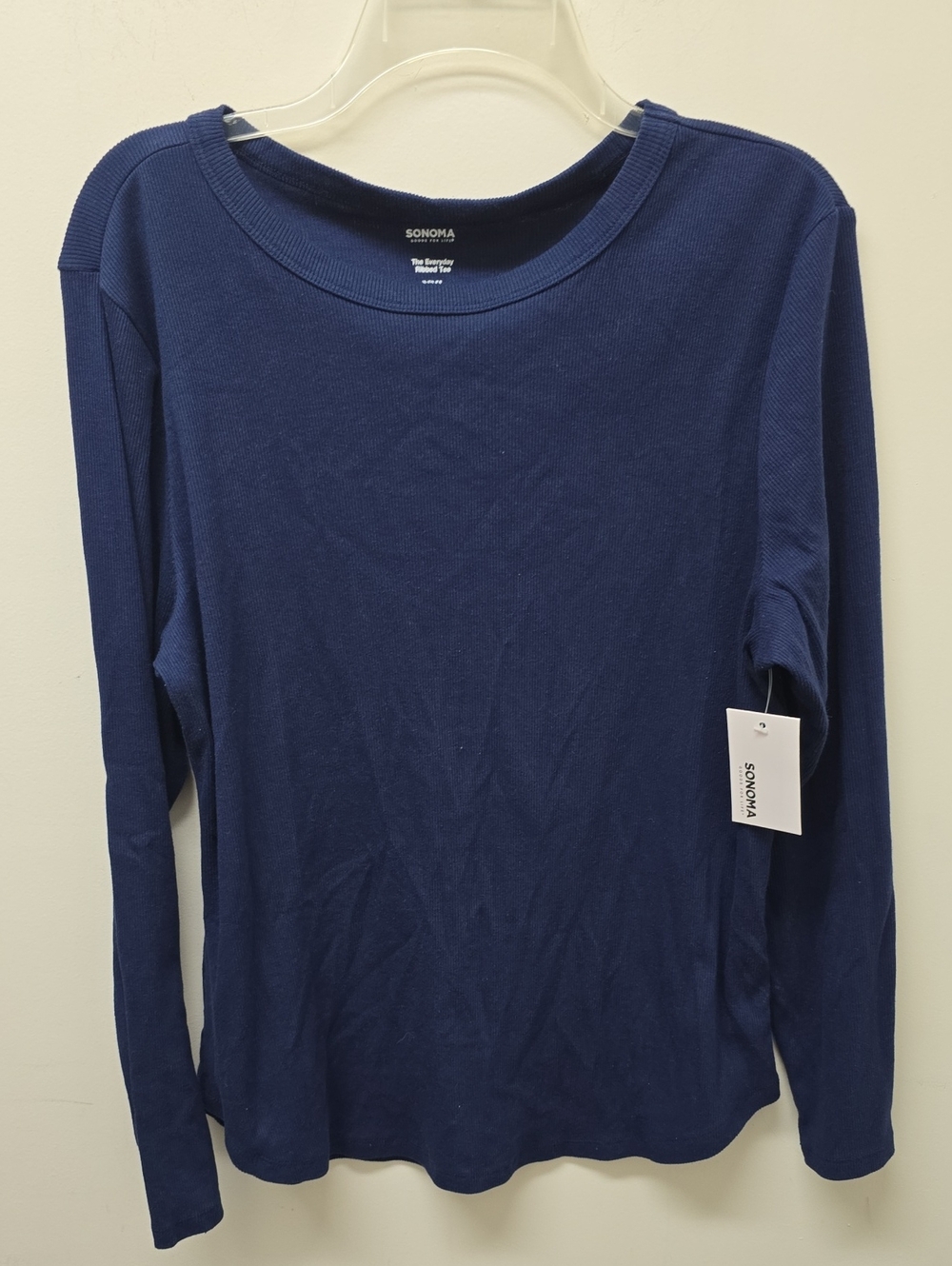 Sonoma Everyday Ribbed Long-Sleeve Tee - Dk. Blue - Size XXL